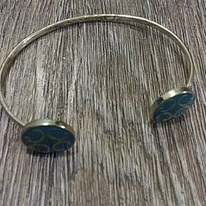 NWT THIN GOLD/TEAL BANGLE BRACELET